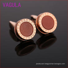 VAGULA Wedding Rose Gold Gemelos Cuffs Diamond Cuff Links Round Cufflinks L52307